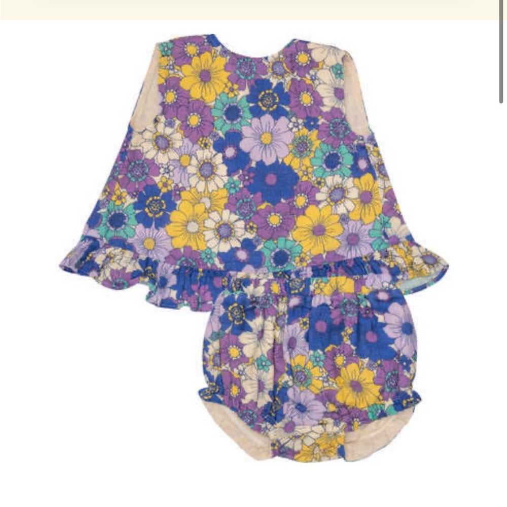 ANGEL DEAR Retro Cosmos Ruffle Top & Bloomer